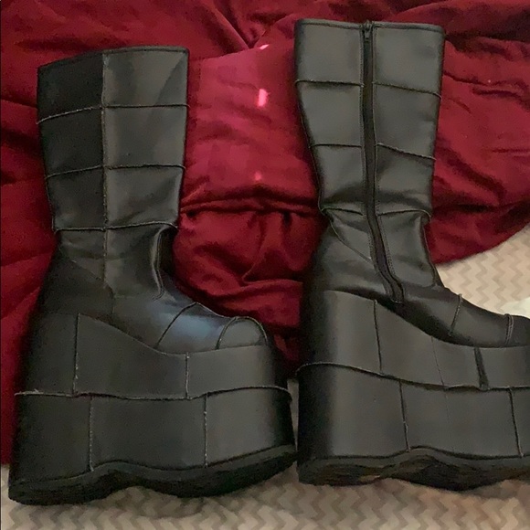 Demonia Shoes - DEMONIA MATTE BLACK SPACE PLATFORM BOOTS